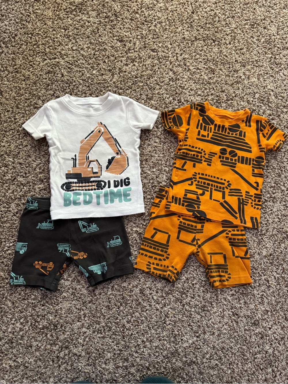 Carter’s Baby Toddler Shorts Snug Fit Tractor Construction Pajamas Set Bundle